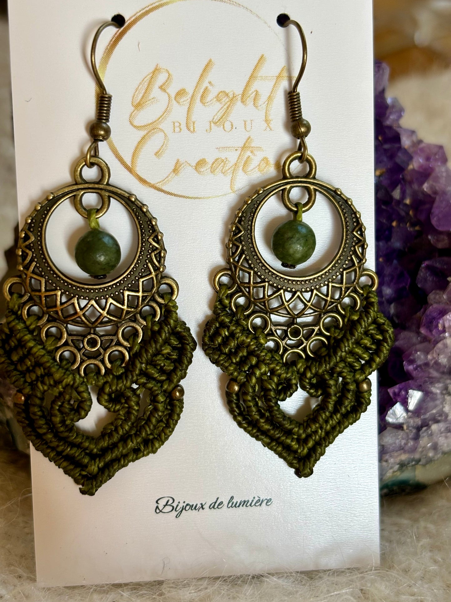 Boucles d'oreilles "Cœur" et perles de jade