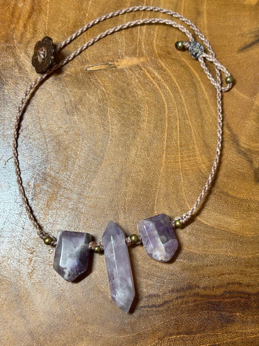 CO-044 - Choker minimaliste - Pierres d'améthyste - b