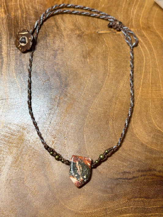 CO-041 - Choker minimaliste - Pierre de jaspe terre et vert - b