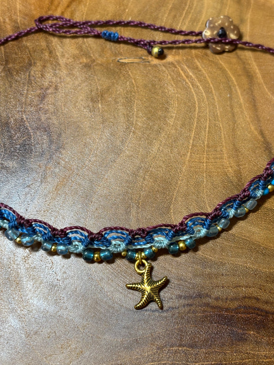CO-060 - Choker "Été"- Micromacramé - Étoile - d