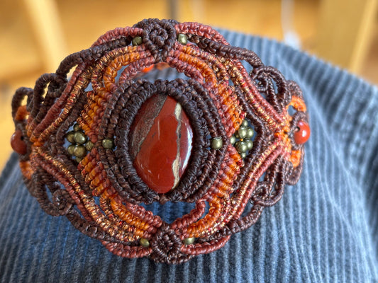 MA002 - Bracelet Manchette et jaspe rouge