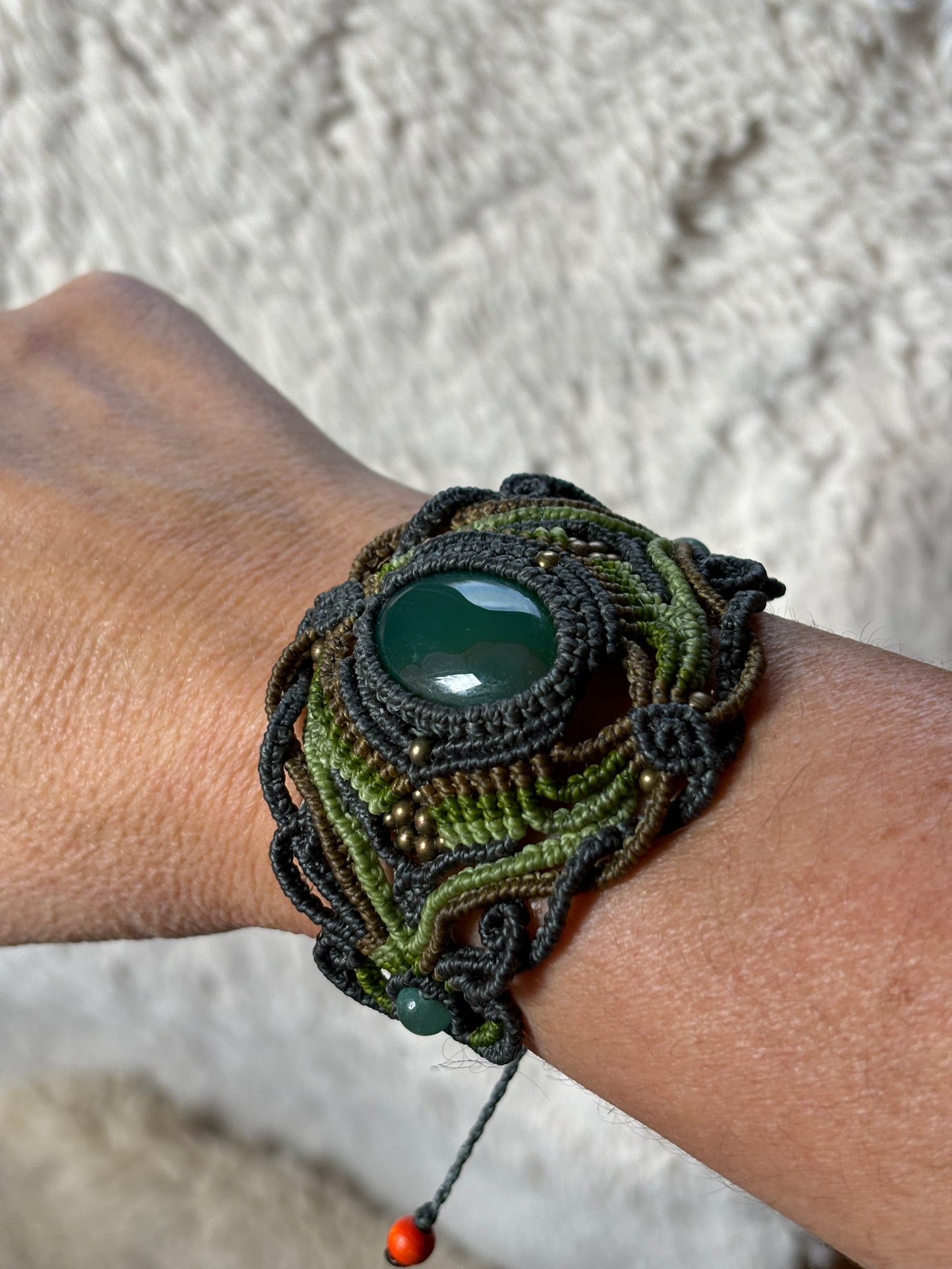 MA001 - Bracelet Manchette et agate mousse