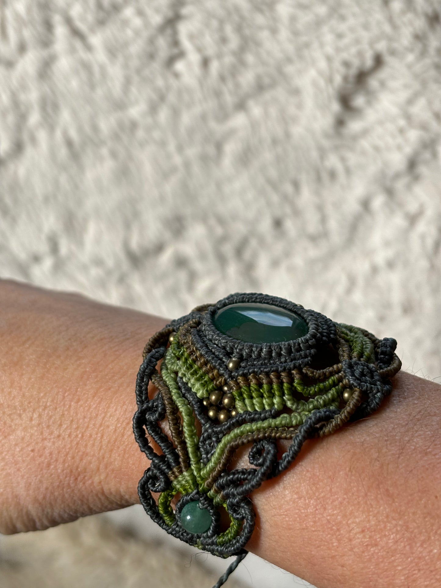 MA001 - Bracelet Manchette et agate mousse