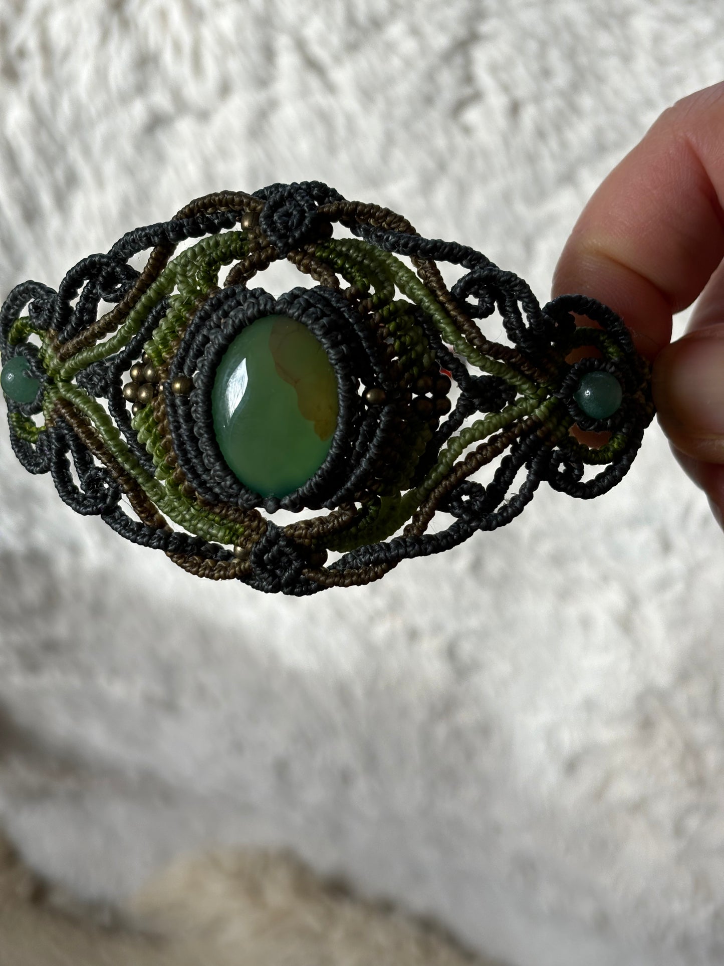 MA001 - Bracelet Manchette et agate mousse