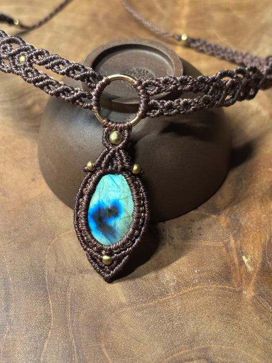 CO-0- Choker "Goutte de lumière"- Labradorite - d